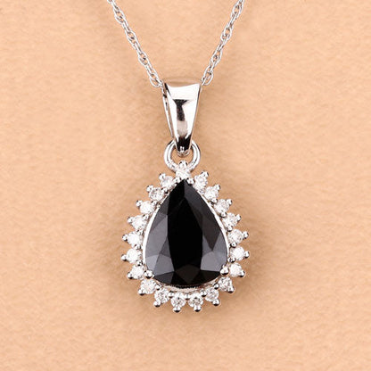 2.09 Carat Genuine Blue Sapphire and White Diamond 14K White Gold Pendant by Bids.com