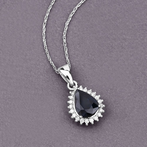 2.09 Carat Genuine Blue Sapphire and White Diamond 14K White Gold Pendant by Bids.com