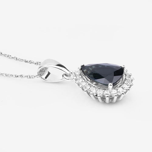 2.09 Carat Genuine Blue Sapphire and White Diamond 14K White Gold Pendant by Bids.com