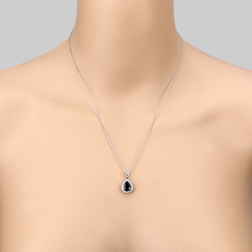 2.09 Carat Genuine Blue Sapphire and White Diamond 14K White Gold Pendant by Bids.com