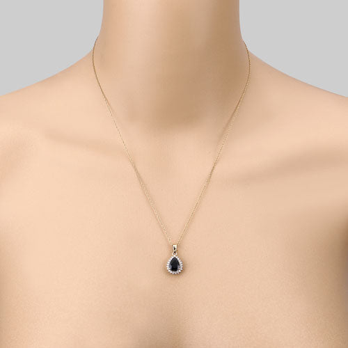 2.09 Carat Genuine Blue Sapphire and White Diamond 14K Yellow Gold Pendant by Bids.com