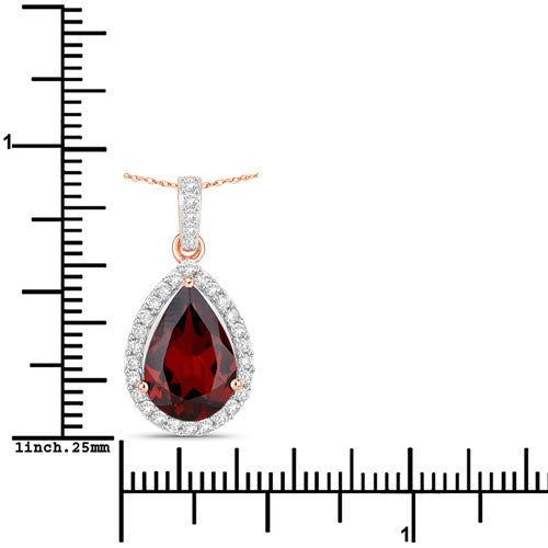3.29 Carat Genuine Rhodolite and White Diamond 14K Rose Gold Pendant by Bids.com