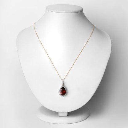 3.29 Carat Genuine Rhodolite and White Diamond 14K Yellow Gold Pendant by Bids.com