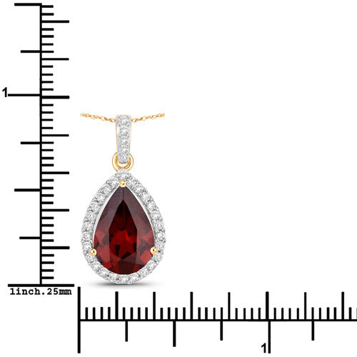 3.29 Carat Genuine Rhodolite and White Diamond 14K Yellow Gold Pendant by Bids.com