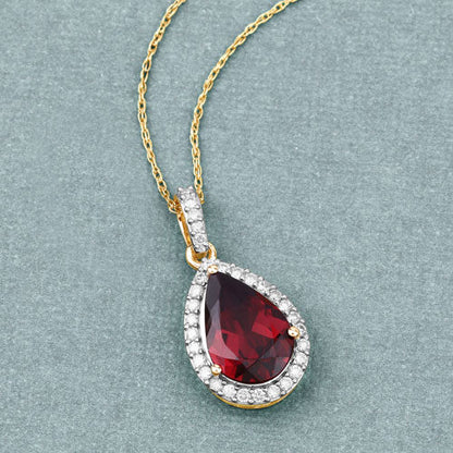 3.29 Carat Genuine Rhodolite and White Diamond 14K Yellow Gold Pendant by Bids.com