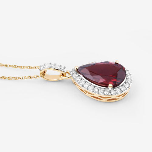 3.29 Carat Genuine Rhodolite and White Diamond 14K Yellow Gold Pendant by Bids.com