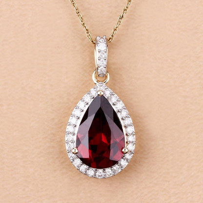 3.29 Carat Genuine Rhodolite and White Diamond 14K Yellow Gold Pendant by Bids.com