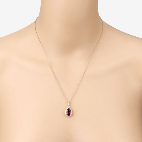 3.29 Carat Genuine Rhodolite and White Diamond 14K Yellow Gold Pendant by Bids.com