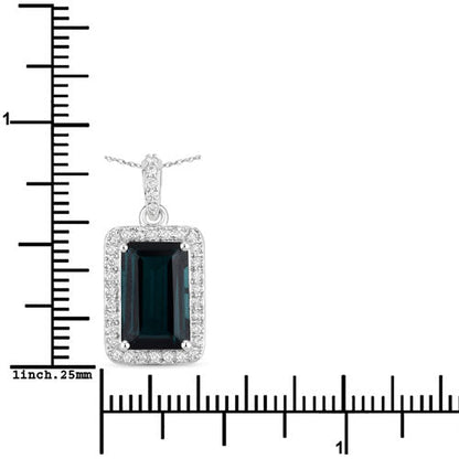 3.55 Carat Genuine Green Tourmaline and White Diamond 14K White Gold Pendant by Bids.com