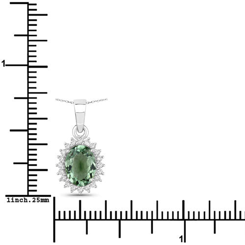 1.39 Carat Genuine Green Tourmaline and White Diamond 14K White Gold Pendant by Bids.com