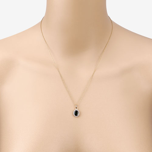 1.39 Carat Genuine Green Tourmaline and White Diamond 14K Yellow Gold Pendant  DestGlow