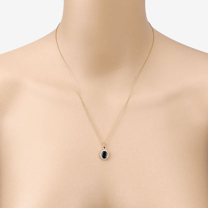 1.39 Carat Genuine Green Tourmaline and White Diamond 14K Yellow Gold Pendant  DestGlow
