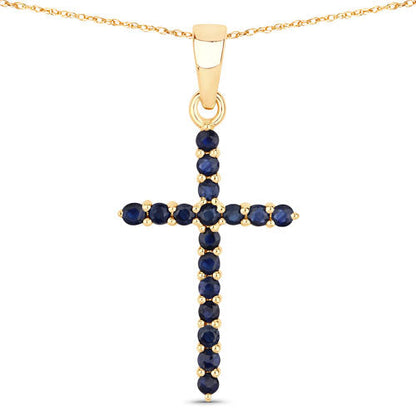 0.60 Carat Genuine Blue Sapphire 14K Yellow Gold Pendant  DestGlow