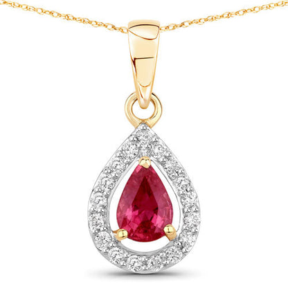 1.03 Carat Genuine Ruby and White Diamond 14K Yellow Gold Pendant by Bids.com