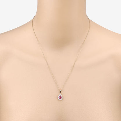 1.03 Carat Genuine Ruby and White Diamond 14K Yellow Gold Pendant by Bids.com