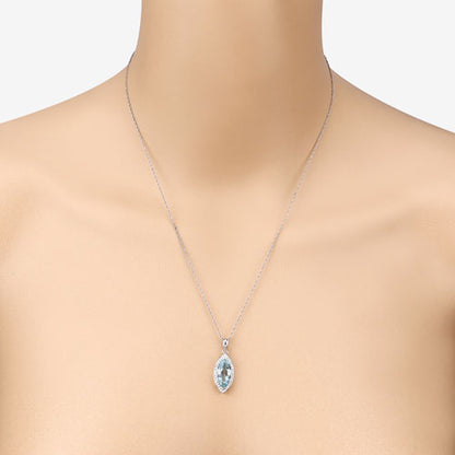 2.55 Carat Genuine Aquamarine and White Diamond 14K White Gold Pendant by Bids.com