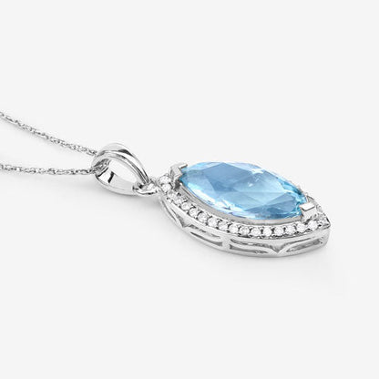 2.55 Carat Genuine Aquamarine and White Diamond 14K White Gold Pendant by Bids.com