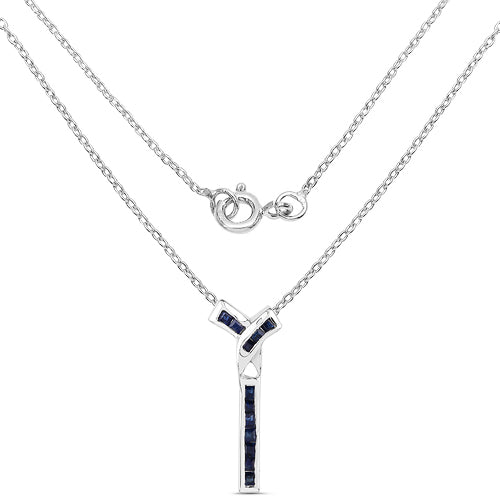 0.72 Carat Genuine Blue Sapphire .925 Sterling Silver Pendant  DestGlow