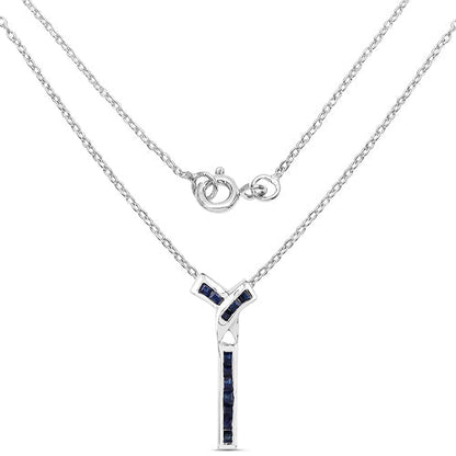 0.72 Carat Genuine Blue Sapphire .925 Sterling Silver Pendant  DestGlow
