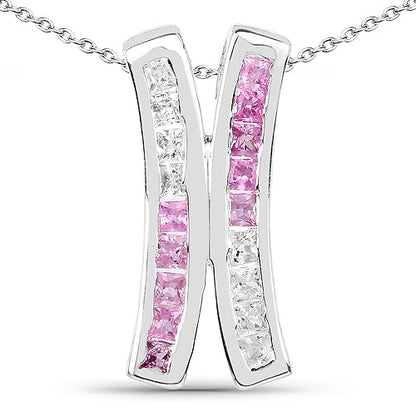 1.08 Carat Genuine Pink Sapphire and White Sapphire .925 Sterling Silver Pendant by Bids.com