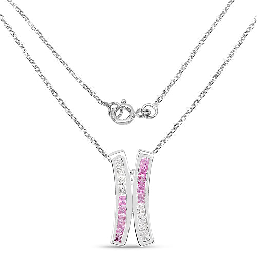 1.08 Carat Genuine Pink Sapphire and White Sapphire .925 Sterling Silver Pendant by Bids.com
