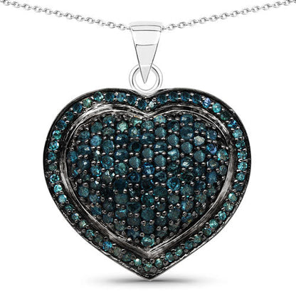 1.25 Carat Genuine Blue Diamond .925 Sterling Silver Pendant by Bids.com