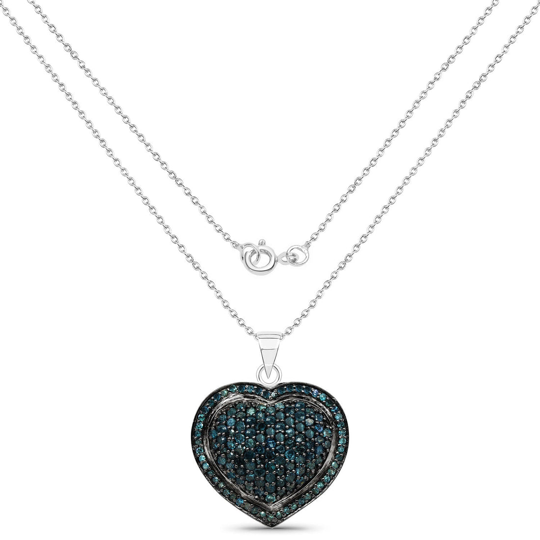 1.25 Carat Genuine Blue Diamond .925 Sterling Silver Pendant 