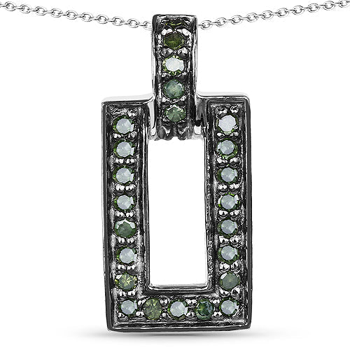 0.36 Carat Genuine Green Diamond .925 Sterling Silver Pendant by Bids.com