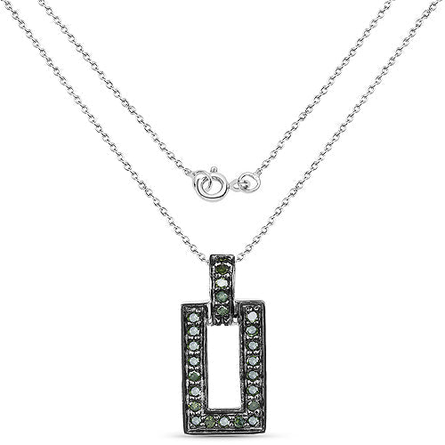 0.36 Carat Genuine Green Diamond .925 Sterling Silver Pendant by Bids.com