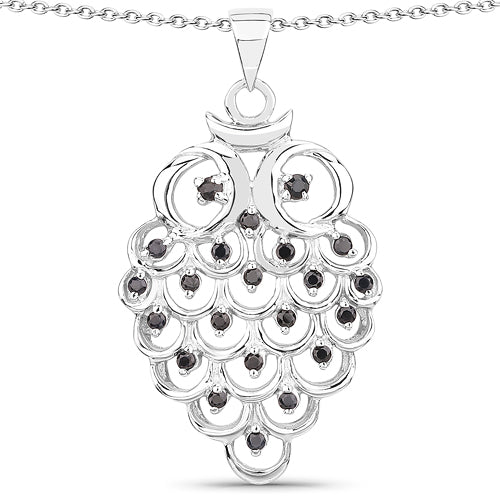 0.67 Carat Genuine Black Sapphire .925 Sterling Silver Pendant  DestGlow