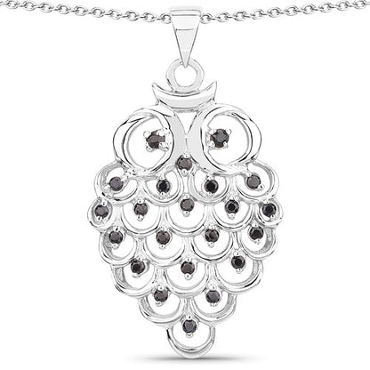 0.67 Carat Genuine Black Sapphire .925 Sterling Silver Pendant  DestGlow