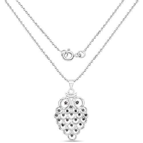 0.67 Carat Genuine Black Sapphire .925 Sterling Silver Pendant  DestGlow