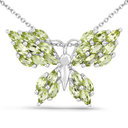 3.90 Carat Genuine Peridot .925 Sterling Silver Pendant  DestGlow