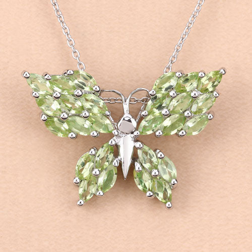 3.90 Carat Genuine Peridot .925 Sterling Silver Pendant  DestGlow