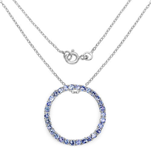 3.00 Carat Genuine Tanzanite .925 Sterling Silver Pendant  DestGlow