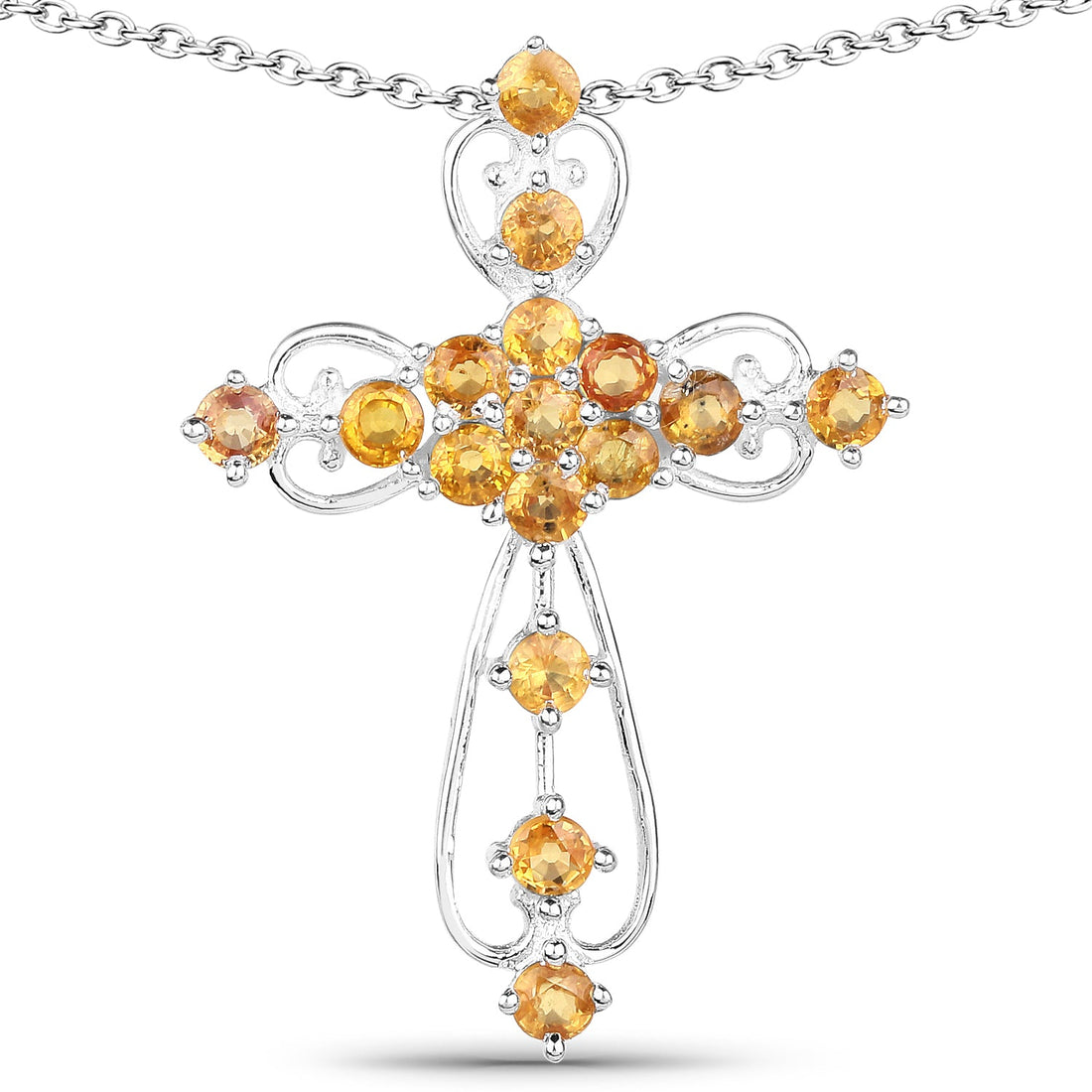 2.24 Carat Genuine Yellow Sapphire .925 Sterling Silver Pendant by Avera Group
