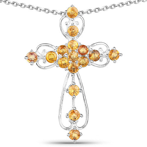2.24 Carat Genuine Yellow Sapphire .925 Sterling Silver Pendant by Bids.com