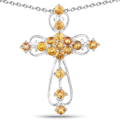 2.24 Carat Genuine Yellow Sapphire .925 Sterling Silver Pendant by Bids.com