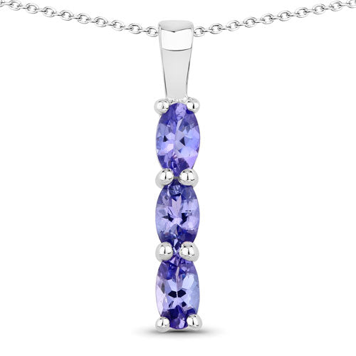 0.75 Carat Genuine Tanzanite .925 Sterling Silver Pendant  DestGlow