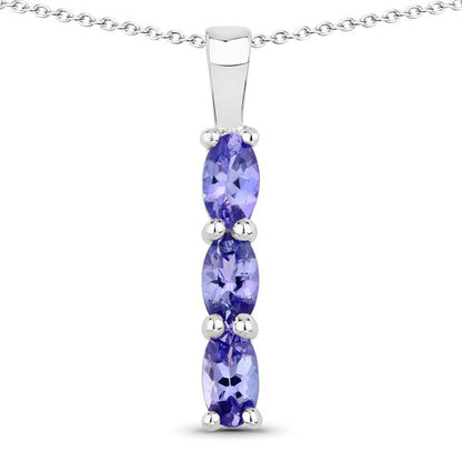 0.75 Carat Genuine Tanzanite .925 Sterling Silver Pendant  DestGlow