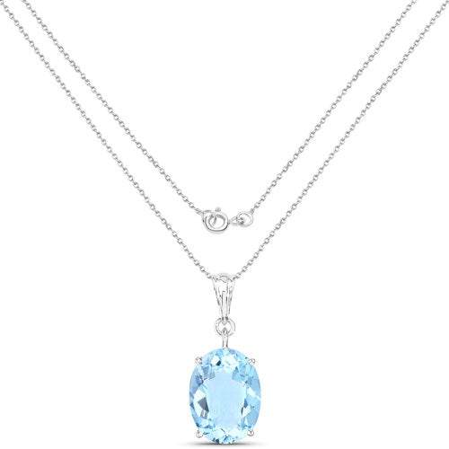 11.25 Carat Genuine Swiss Blue Topaz .925 Sterling Silver Pendant by Bids.com