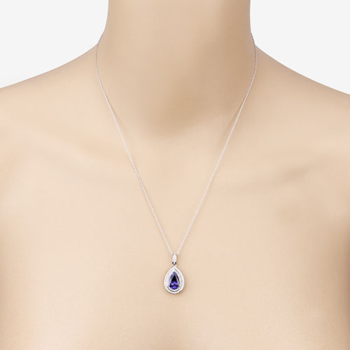 2.56 Carat Genuine Tanzanite and White Diamond 14K White Gold Pendant by Bids.com