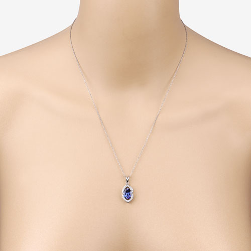 2.44 Carat Genuine Tanzanite and White Diamond 14K White Gold Pendant by Bids.com