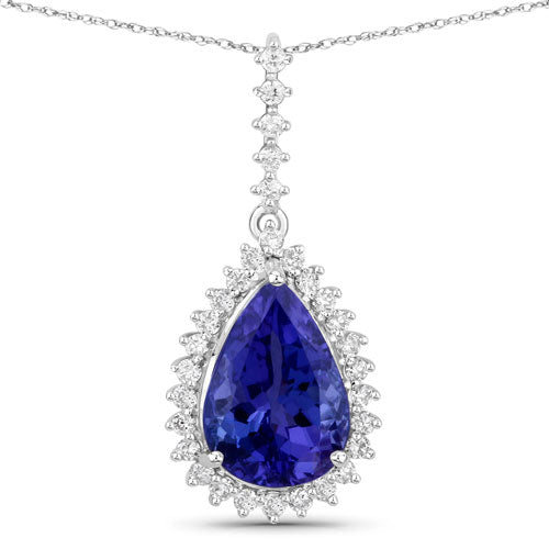 3.05 Carat Genuine Tanzanite and White Diamond 14K White Gold Pendant by Bids.com