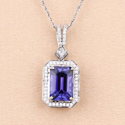 2.56 Carat Genuine Tanzanite and White Diamond 14K White Gold Pendant by Bids.com