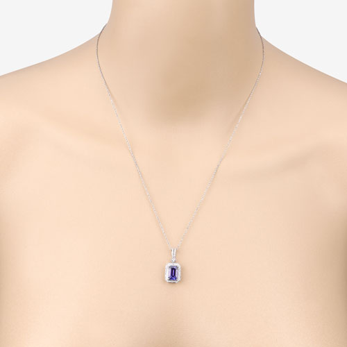 2.56 Carat Genuine Tanzanite and White Diamond 14K White Gold Pendant by Bids.com