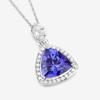 1.71 Carat Genuine Tanzanite and White Diamond 14K White Gold Pendant by Bids.com