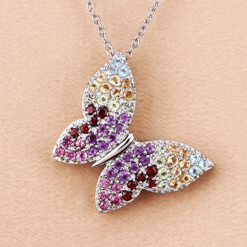 1.62 Carat Genuine Multi Stones .925 Sterling Silver Pendant by Bids.com