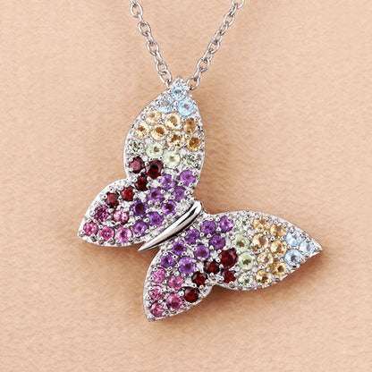 1.62 Carat Genuine Multi Stones .925 Sterling Silver Pendant by Bids.com
