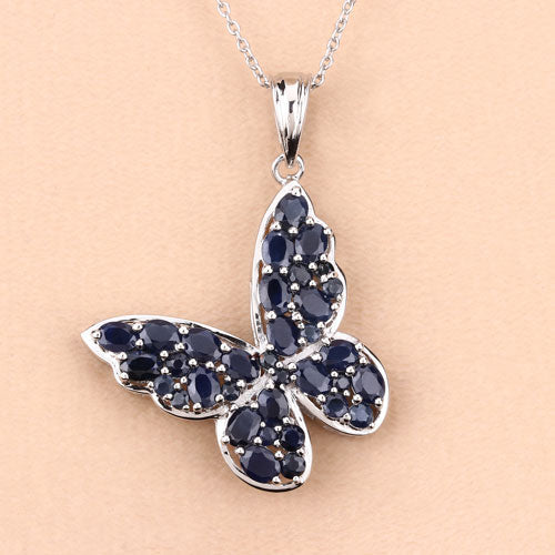 4.36 Carat Genuine Blue Sapphire .925 Sterling Silver Pendant by Bids.com